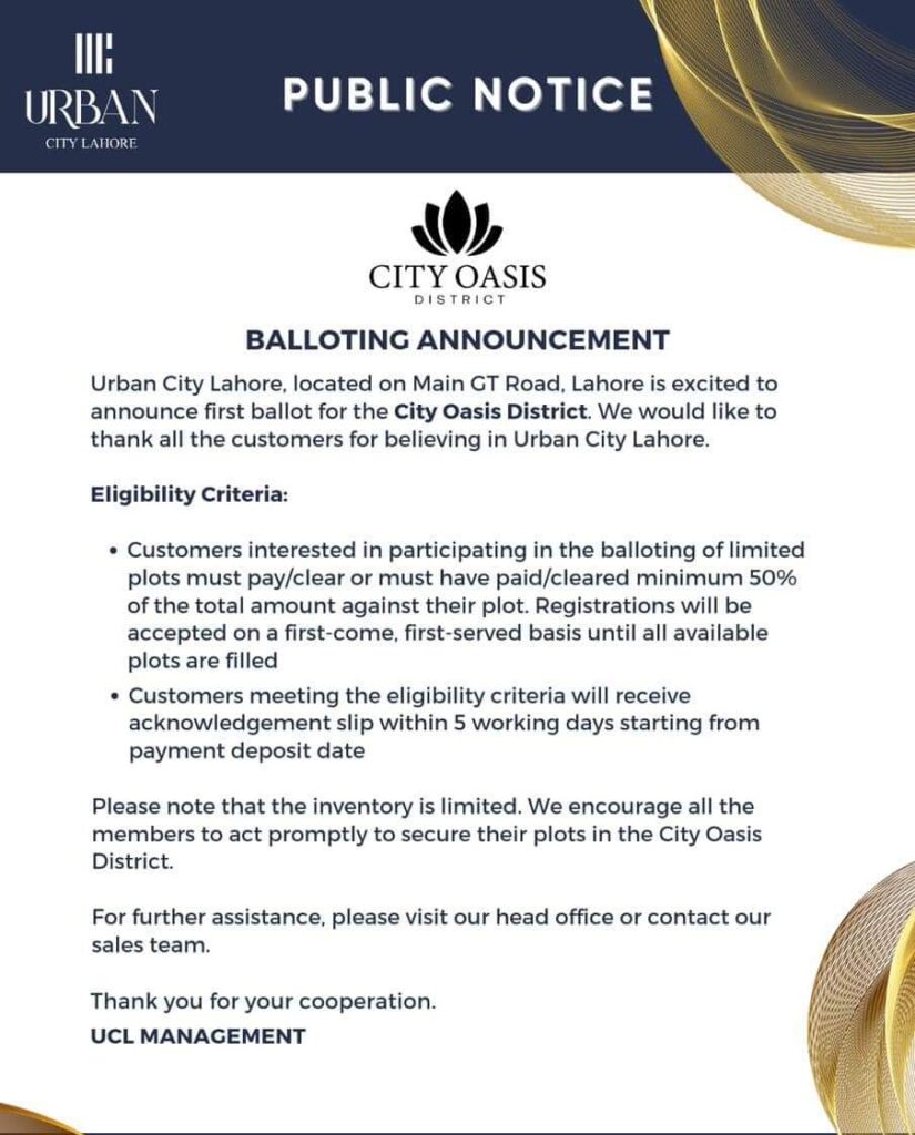 urban city city oasis Balloting Criteria