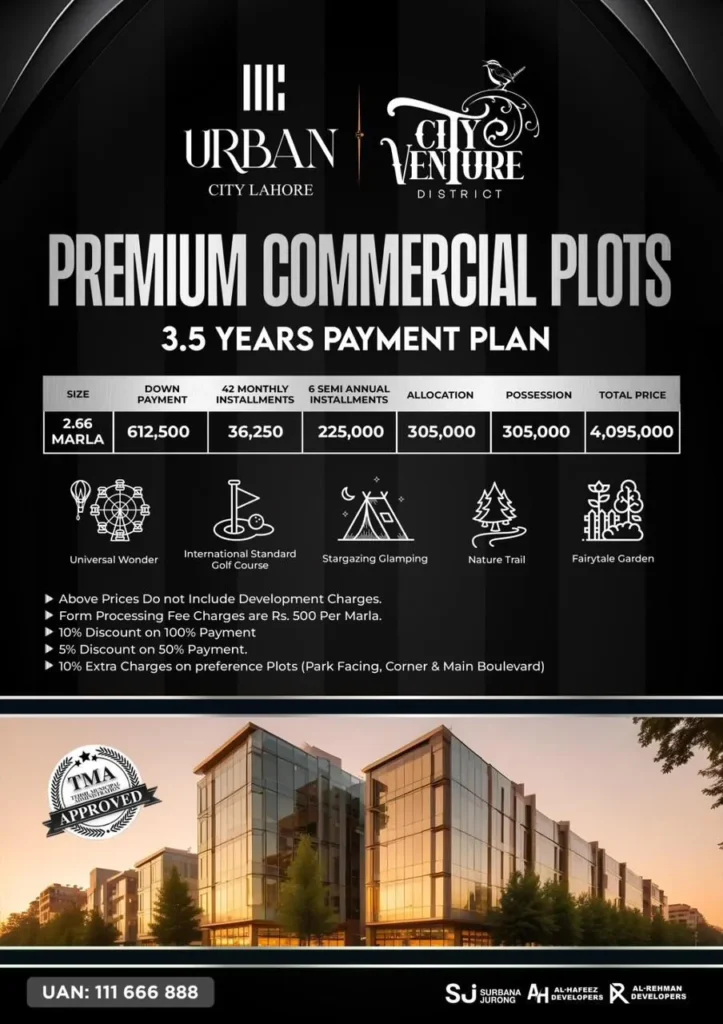 urban city lahore 2.66 marla commercial payment plan 2024